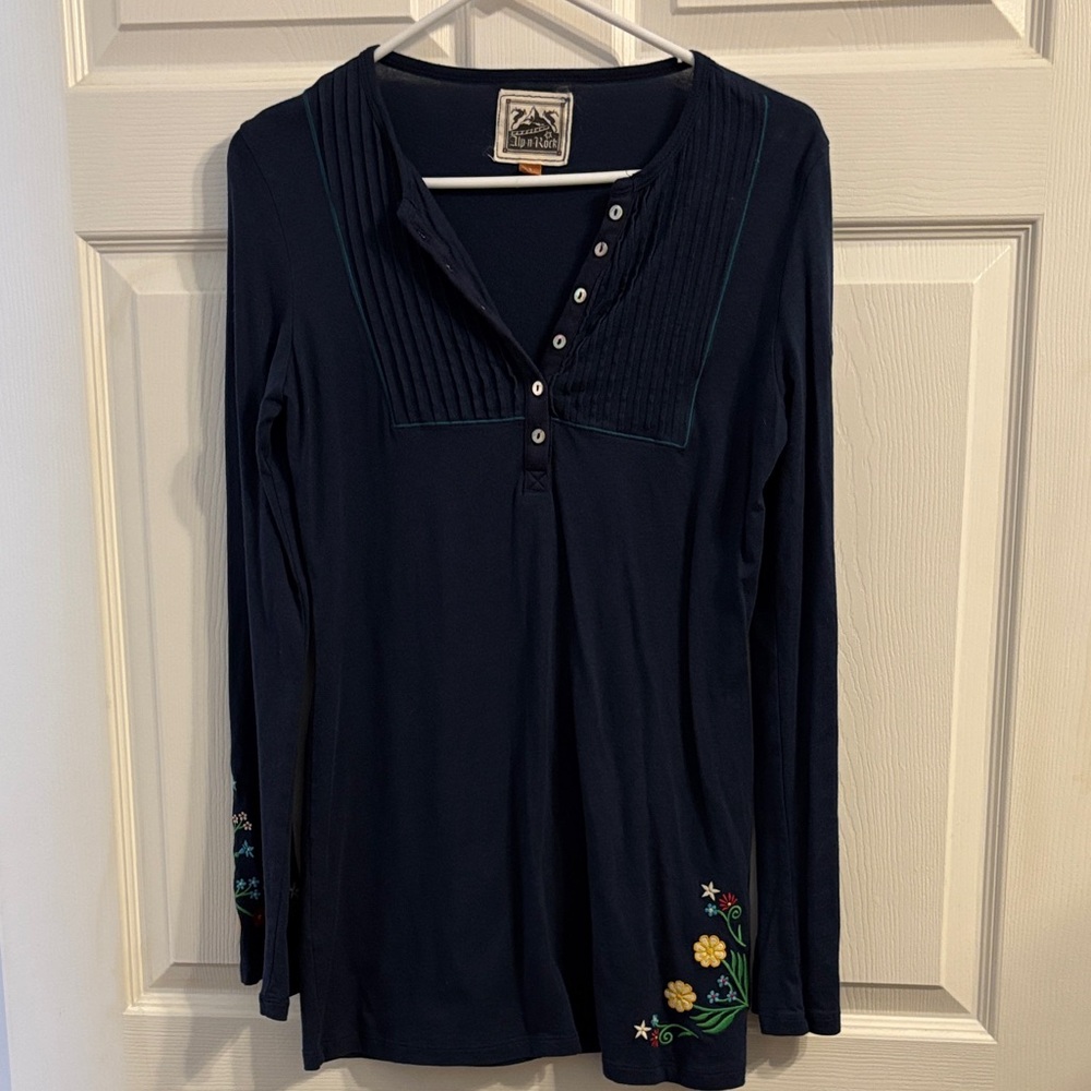 Alp N Rock Navy Blue Long Sleeve with Floral Embroidery